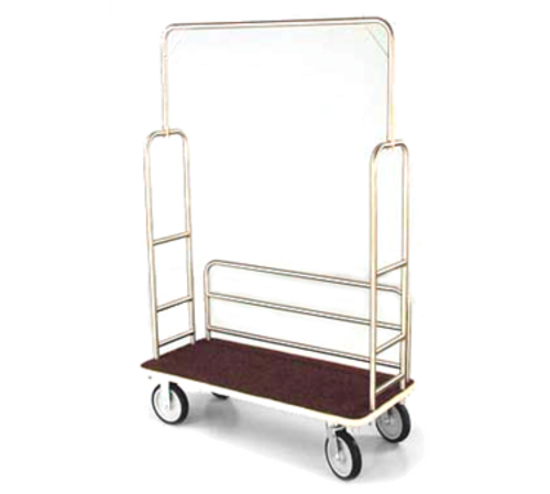 Forbes Industries Luggage Cart w/ Carpeted Deck - 47"L x 22"W x 70 1/2"H, Brushed Steel (2493)-cityfoodequipment.com