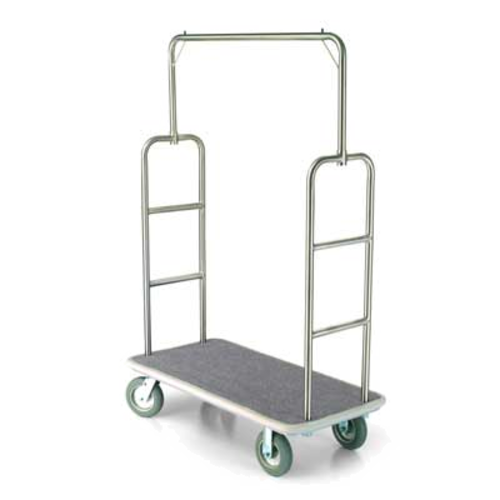 Forbes Industries Economy Luggage Cart w/ Carpeted Deck - 48"L x 24"W x 70 1/2"H, Diamond Textured Steel (2497-DT)-cityfoodequipment.com