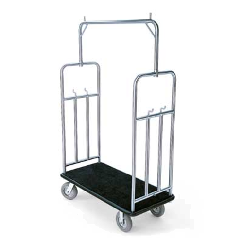 Forbes Industries Luggage Cart w/ Carpeted Deck - 46 1/2"L x 23"W x 77 1/2"H, Brushed Steel (2499)-cityfoodequipment.com
