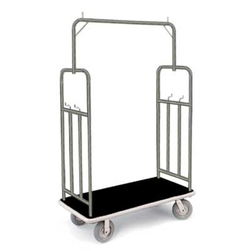 Forbes Industries Luggage Cart w/ Carpeted Deck - 46 1/2"L x 23"W x 77 1/2"H, Satin Diamond Textured Steel (2499-DT)-cityfoodequipment.com