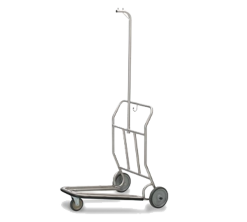 Forbes Industries Self Serve Luggage Cart w/ Garment Hanger - 37"L x 28"W x 71-1/4"H, Brushed Steel (1574-SS-HB)-cityfoodequipment.com