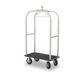 Forbes Industries Luggage Cart w/ (2) Push Bars & Carpeted Deck - 42 1/2"L x 24"W x 76"H, Brushed Steel (2511-SS)-cityfoodequipment.com