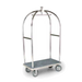 Forbes Industries Birdcage Luggage Cart w/ (2) Push Bars & Carpeted Deck - 43"L x 24"W x 78"H, Polished Steel (2519)-cityfoodequipment.com