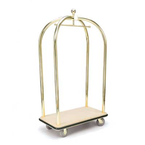 Forbes Industries Birdcage Luggage Cart w/ Carpeted Deck - 43"L x 24"W x 78"H, Satin Diamond Textured Steel (2520-DT)-cityfoodequipment.com