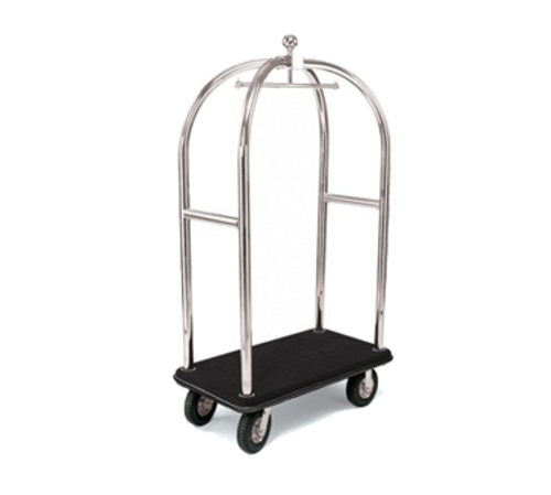 Forbes Industries Birdcage Luggage Cart w/ (2) Push Bars & Carpeted Deck - 43"L x 24"W x 78"H, Textured Steel (2521-DT)-cityfoodequipment.com