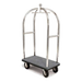 Forbes Industries Birdcage Luggage Cart w/ (2) Push Bars & Carpeted Deck - 43"L x 24"W x 78"H, Brushed Steel (2521-SS)-cityfoodequipment.com