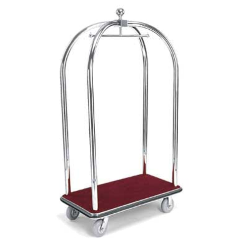 Forbes Industries Birdcage Luggage Cart w/ Carpeted Deck - 43"L x 24"W x 78"H, Brushed Steel (2522-SS)-cityfoodequipment.com