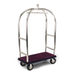 Forbes Industries Birdcage Luggage Cart w/ (2) Push Bars & Carpeted Deck - 48"L x 24"W x 78"H, Brushed Steel (2523-SS)-cityfoodequipment.com