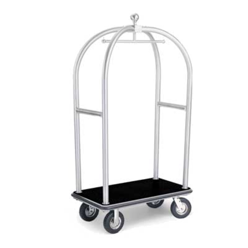 Forbes Industries Birdcage Luggage Cart w/ Carpeted Deck - 43"L x 24"W x 78"H, Polished Diamond Textured Steel (2525-PDT)-cityfoodequipment.com