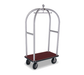 Forbes Industries Birdcage Luggage Cart w/ (2) Push Bars & Carpeted Deck - 43"L x 24"W x 78"H, Brushed Steel (2525-SS)-cityfoodequipment.com