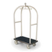 Forbes Industries Birdcage Luggage Cart w/ (2) Push Bars & Carpeted Deck - 43"L x 24"W x 78"H, Brushed Steel (2526-SS)-cityfoodequipment.com