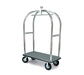 Forbes Industries Birdcage Luggage Cart w/ (2) Push Bars & Carpeted Deck - 48"L x 24"W x 72"H, Polished Steel (2528)-cityfoodequipment.com