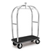 Forbes Industries Birdcage Luggage Cart w/ (2) Push Bars & Carpeted Deck - 48"L x 24"W x 72"H, Brushed Steel (2537-SS)-cityfoodequipment.com