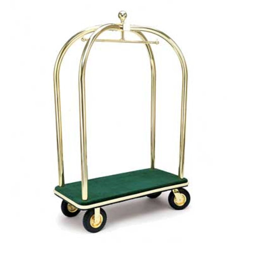 Forbes Industries Birdcage Luggage Cart w/ Carpeted Deck - 48"L x 24"W x 78"H, Polished Steel (2538)-cityfoodequipment.com