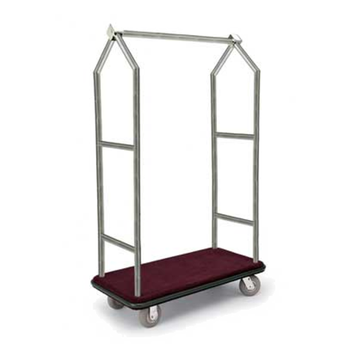 Forbes Industries Luggage Cart w/ Carpeted Deck - 43 1/2"L x 22"W x 69 1/2"H, Polished Diamond Textured Steel (2543-PDT)-cityfoodequipment.com