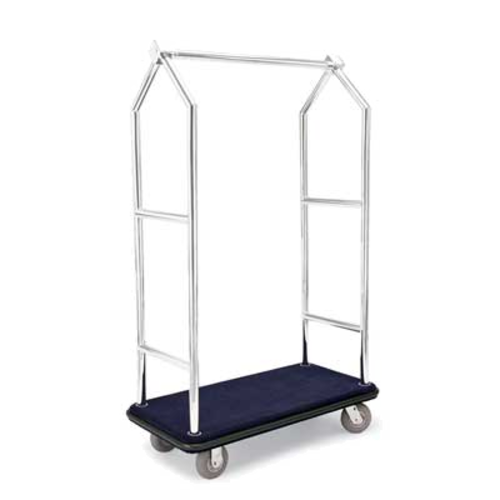 Forbes Industries Luggage Cart w/ Carpeted Deck - 43 1/2"L x 22"W x 69 1/2"H, Brushed Steel (2543-SS)-cityfoodequipment.com
