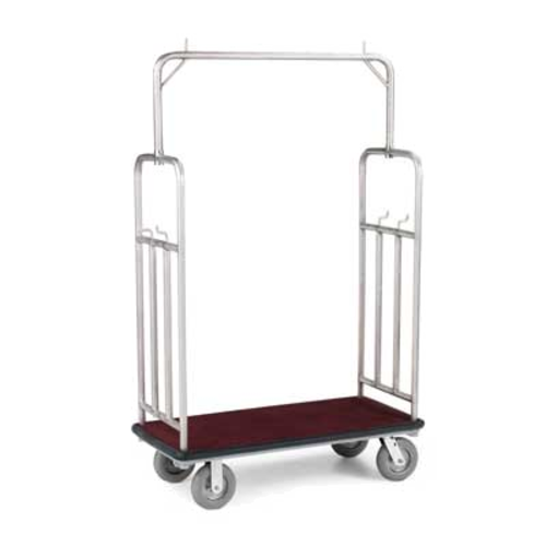 Forbes Industries Luggage Cart w/ Carpeted Deck - 48 1/2"L x 23 1/2"W x 75"H, Polished Diamond Textured Steel (2549-PDT)-cityfoodequipment.com