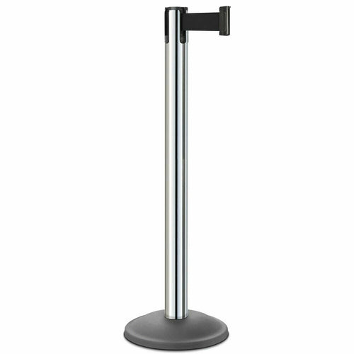 Forbes Industries 40"H Crowd Control Stanchion w/ 7 ft Belt - Steel, Chrome Plated (2701)-cityfoodequipment.com