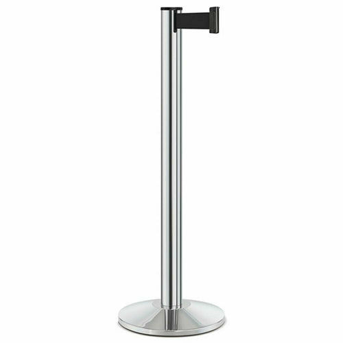 Forbes Industries 40"H Crowd Control Stanchion w/ 7 ft Belt - Steel, Chrome Plated (2705)-cityfoodequipment.com