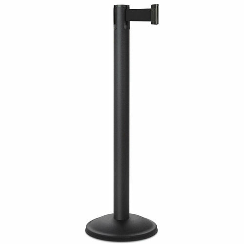Forbes Industries 40"H Crowd Control Stanchion w/ 7 ft Belt - Steel, Black (2710)-cityfoodequipment.com