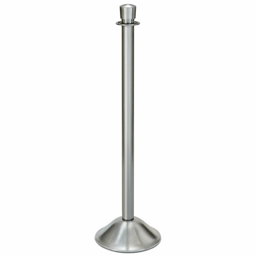 Forbes Industries 39"H Crowd Control Stanchion w/ Hook Ring & Drum Top - Brushed Stainless Steel (2730)-cityfoodequipment.com
