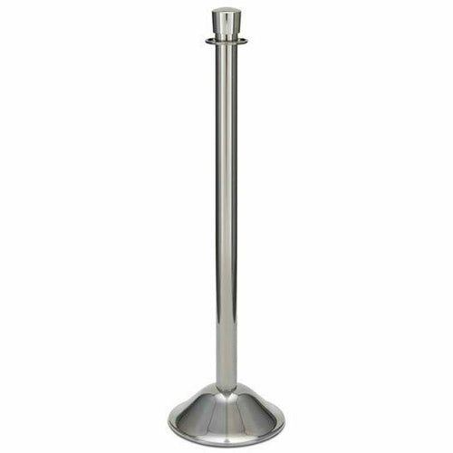 Forbes Industries 39"H Crowd Control Stanchion w/ Hook Ring & Drum Top - Polished Stainless Steel (2731)-cityfoodequipment.com