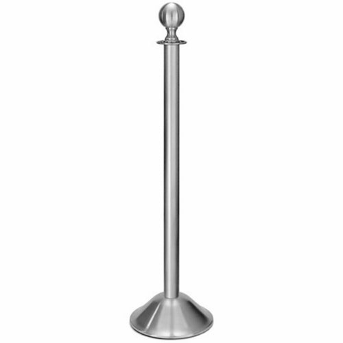Forbes Industries 40 3/4"H Crowd Control Stanchion w/ Hook Ring & Ball Finial - Brushed Stainless Steel (2734)-cityfoodequipment.com