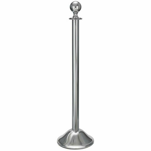 Forbes Industries 40 3/4"H Crowd Control Stanchion w/ Hook Ring & Ball Finial - Polished Stainless Steel (2735)-cityfoodequipment.com