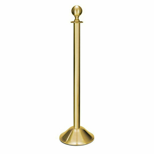 Forbes Industries 40 3/4"H Crowd Control Stanchion w/ Hook Ring & Ball Finial - Brushed Stainless Brass (2736)-cityfoodequipment.com