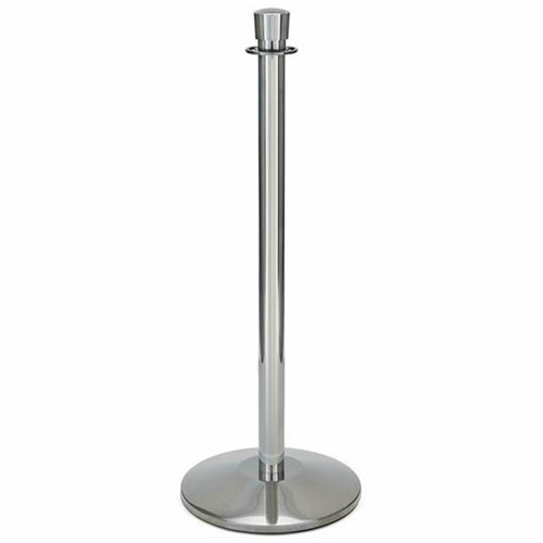 Forbes Industries 39"H Crowd Control Stanchion w/ Hook Ring & Drum Top - Polished Stainless Steel (2741)-cityfoodequipment.com