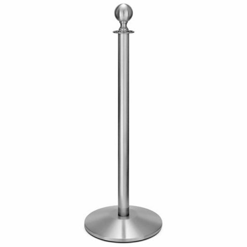 Forbes Industries 40 3/4"H Crowd Control Stanchion w/ Hook Ring & Ball Finial - Brushed Stainless Steel (2744)-cityfoodequipment.com