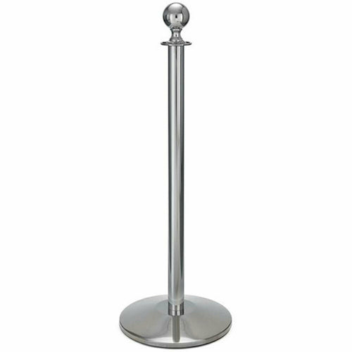 Forbes Industries 40 3/4"H Crowd Control Stanchion w/ Hook Ring & Ball Finial - Polished Stainless Steel (2745)-cityfoodequipment.com