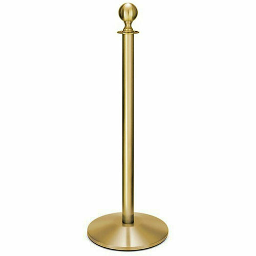 Forbes Industries 40 3/4"H Crowd Control Stanchion w/ Hook Ring & Ball Finial - Brushed Stainless Brass (2746)-cityfoodequipment.com