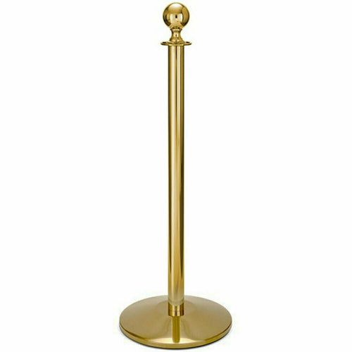 Forbes Industries 40 3/4"H Crowd Control Stanchion w/ Hook Ring & Ball Finial - Polished Stainless Brass (2747)-cityfoodequipment.com
