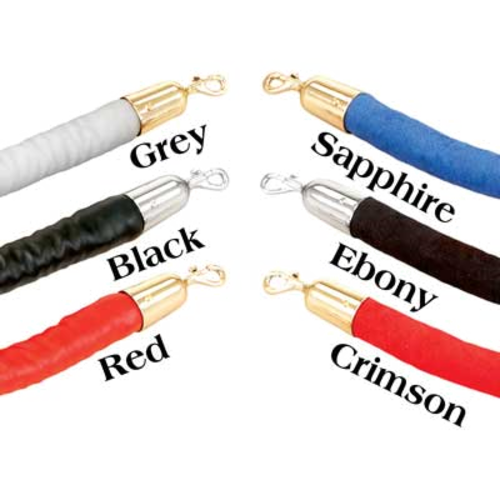 Forbes Industries 5 ft Velour Rope w/ Polished Brass Snap Hooks (2786-5)-cityfoodequipment.com