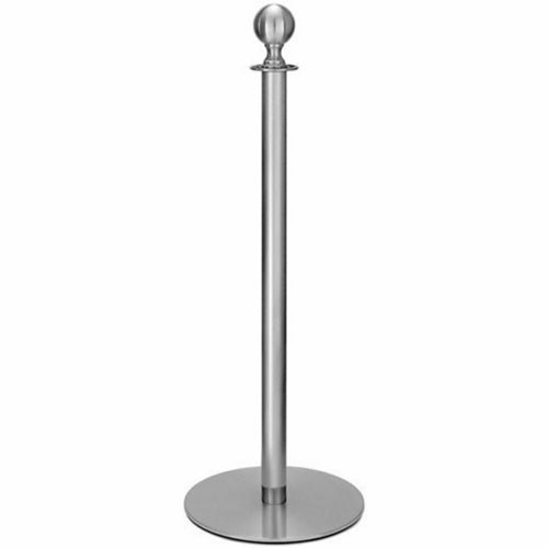 Forbes Industries 37 1/2"H Crowd Control Stanchion w/ Hook Ring & Ball Finial - Brushed Stainless Steel (2724)-cityfoodequipment.com