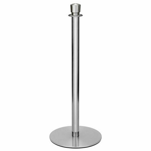 Forbes Industries 37 1/2"H Crowd Control Stanchion w/ Hook Ring & Drum Top - Brushed Stainless Steel (2720)-cityfoodequipment.com