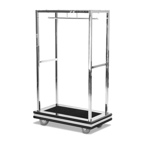 Forbes Industries Luggage Cart w/ Hanger Bar - 44"L x 25 1/2"W x 72"H, Polished Steel (2545DB)-cityfoodequipment.com
