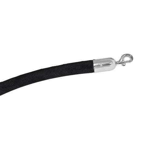 Forbes Industries 5 ft Velour Rope w/ Silver Snap Hooks, Black (2758R-5-VB)-cityfoodequipment.com