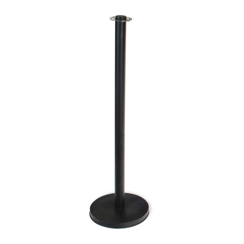 Forbes Industries 40"H Portable Crowd Control Stanchion Post - 12 1/2" Weighted Base, Black Steel (2758-EN)-cityfoodequipment.com
