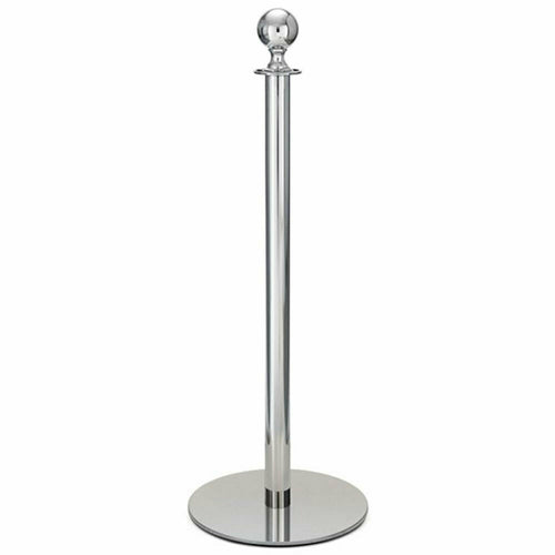 Forbes Industries 37 1/2"H Crowd Control Stanchion w/ Hook Ring & Ball Finial - Polished Stainless Steel (2725)-cityfoodequipment.com