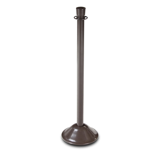 Forbes Industries 39"H Crowd Control Stanchion w/ Hook Ring & Drum Top - Bronze Painted Steel (2738)-cityfoodequipment.com