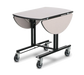 Forbes Industries Oval Room Service Table w/ (2) Bi Fold Drop Leaves - 36"L x 43"W, Stone Matrix Laminate/Black Steel (4969)-cityfoodequipment.com