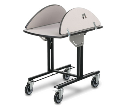 Forbes Industries Oval Room Service Table w/ (2) Tri Fold Drop Leaves - 36"L x 43 1/2"W, Laminate/Black Steel (4970)-cityfoodequipment.com