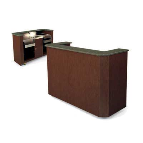 Forbes Industries Mobile Bar w/ (2) Sinks, (2) Speed Rails, & (6) Glass Racks - 96"L x 28"W x 46"H, Laminate (4878-8)-cityfoodequipment.com