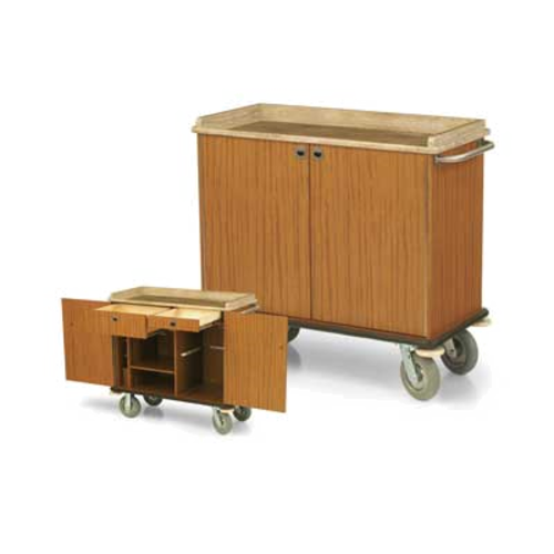 Forbes Industries Room Service Cart w/ (2) Doors & (2) Drawers - 46"L x 21"W x 40"H, Wood/Avonite (4968)-cityfoodequipment.com