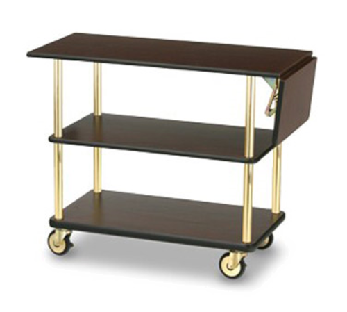Forbes Industries Room Service Cart w/ (3) Shelves & (1) Drop Leaf - 39"L x 18"W x 31"H, Laminate/Brass (4541)-cityfoodequipment.com