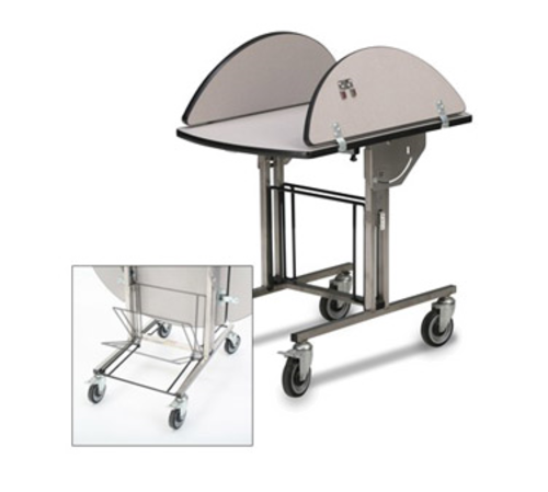Forbes Industries Oval Room Service Table w/ (2) Tri Fold Drop Leaves - 36"L x 43 1/2"W, Laminate/Stainless Steel (4960-WDS)-cityfoodequipment.com