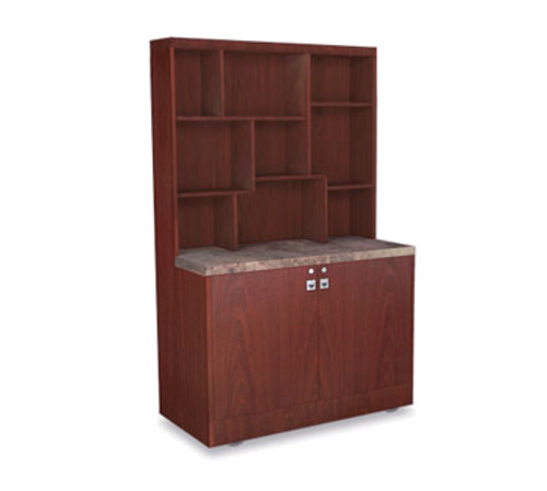 Forbes Industries Mobile Back Bar w/ Himalayan Slate Countertop - 48"L x 24"W x 78"H, Mahogany Laminate (4437)-cityfoodequipment.com