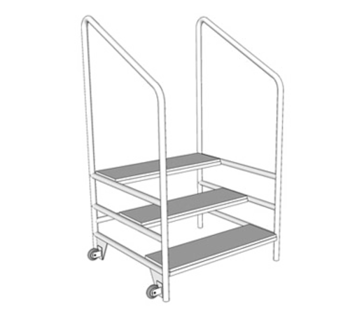 Forbes Industries Stage Stairs w/ (3) Carpeted Treads & 28"H Guard Rails for 24" to 32"H Stages (4193-28)-cityfoodequipment.com